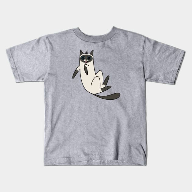 Cute Siamese Cat Kids T-Shirt by Art by Biyan